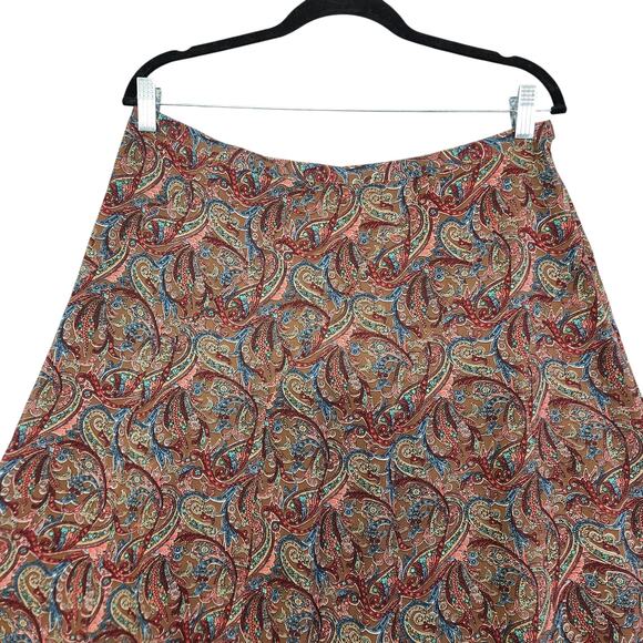 Liz Claiborne Womens Asymmetrical Paisley Print Midi Skirt Size 12 Petite Brown - Picture 2 of 11